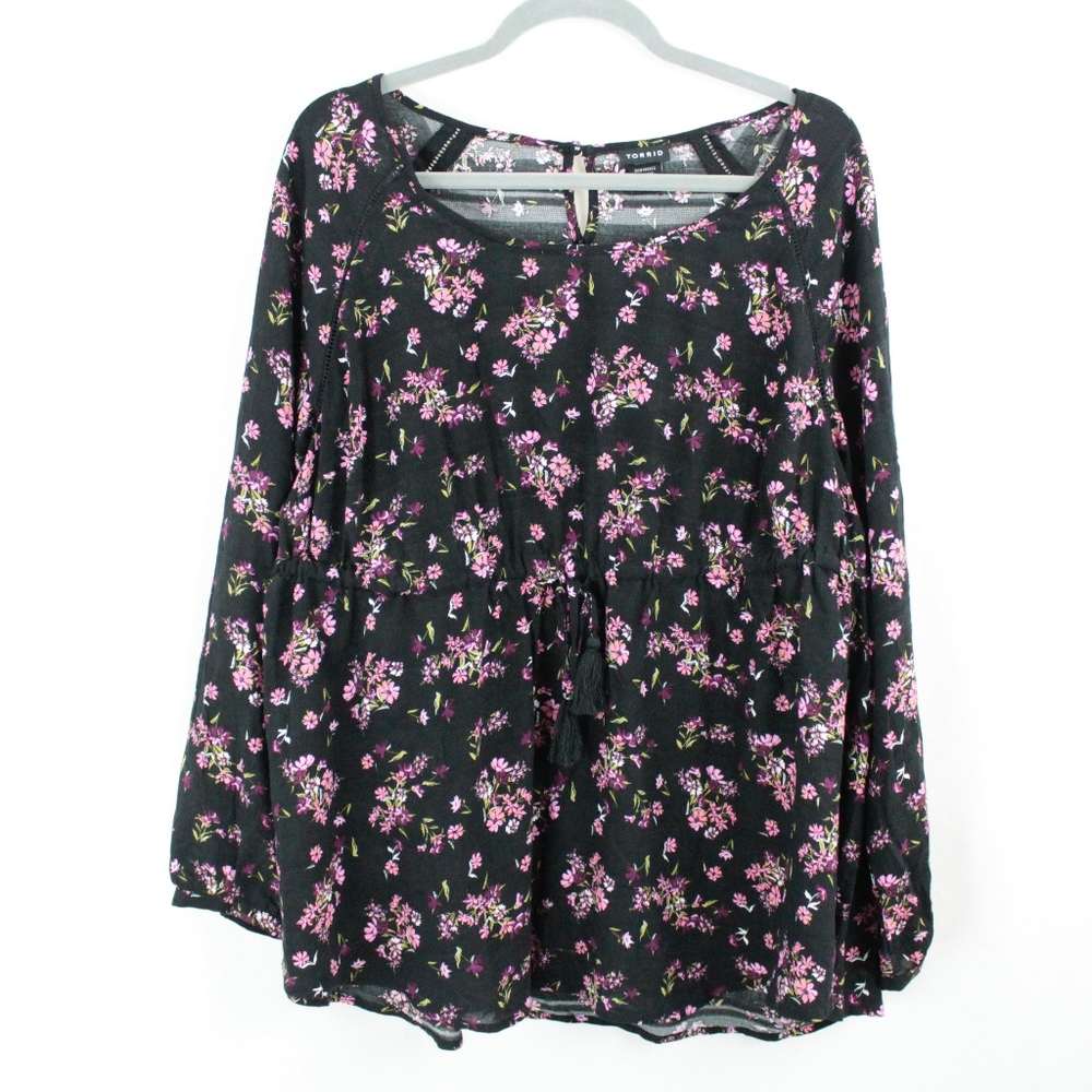 Torrid Long Sleeve Floral Peasant Top